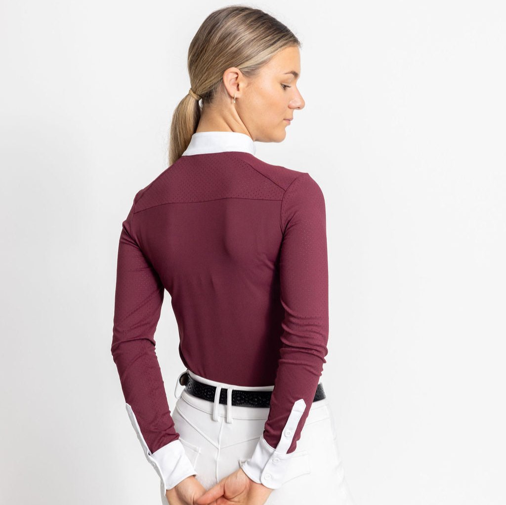 Timeless Long Sleeve Victus Equestrian Show Shirt-Merlot