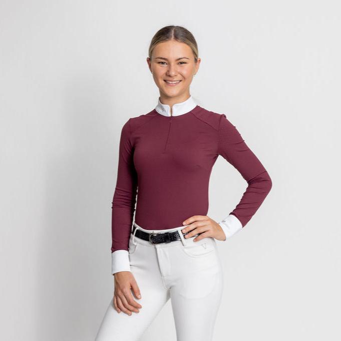 Timeless Long Sleeve Victus Equestrian Show Shirt-Merlot