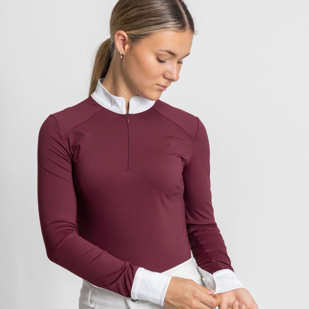 Timeless Long Sleeve Victus Equestrian Show Shirt-Merlot