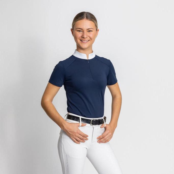 Navy Short Sleeve Victus Equestrian Show Shirt