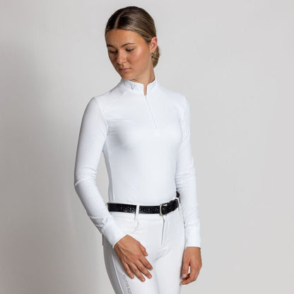 White Long Sleeve Victus Equestrian Show Shirt