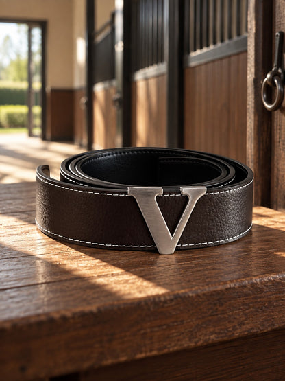 Brown leather Belt with Silver Buckle